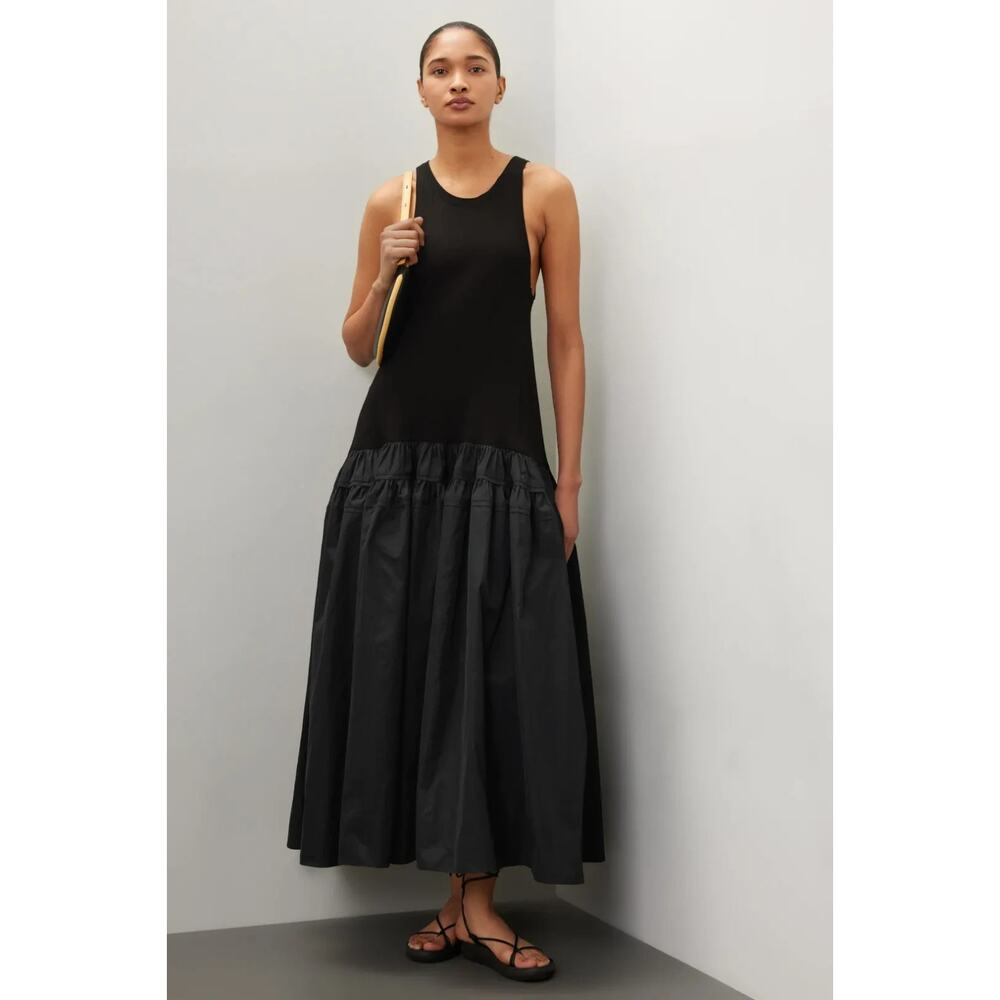 CO Tank Dress Womens XS Black Sleeveless Tiered Skirt Timeless Modern - Picture 13 of 13